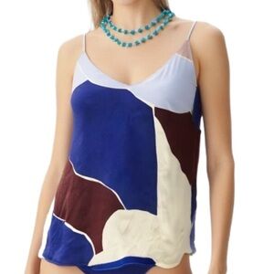 Wilfred Free Blue Geometric Pattern Camisole Top Size XXS